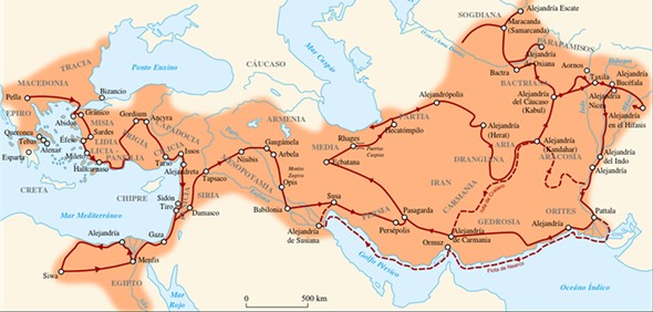 Imperio de Alejandro Magno y recorrido de sus conquistas