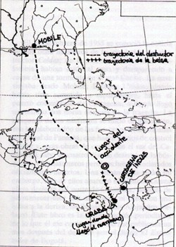 Mapa del naufragio