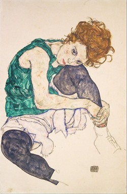 Mujer sentada con la pierna izquierda levantada de Egon Schiele (Belvedere de Viena)