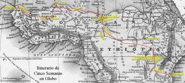 Itinerario de Cinco semanas en globo (1863)