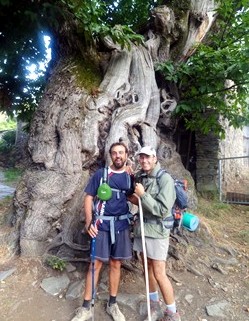 Romerillo con Sergio el pescaero en el Camino de Santiago