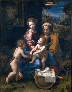Sagrada Familia con San Juanito y Santa Isabel, llamado La Perla de Raphael Sanzio